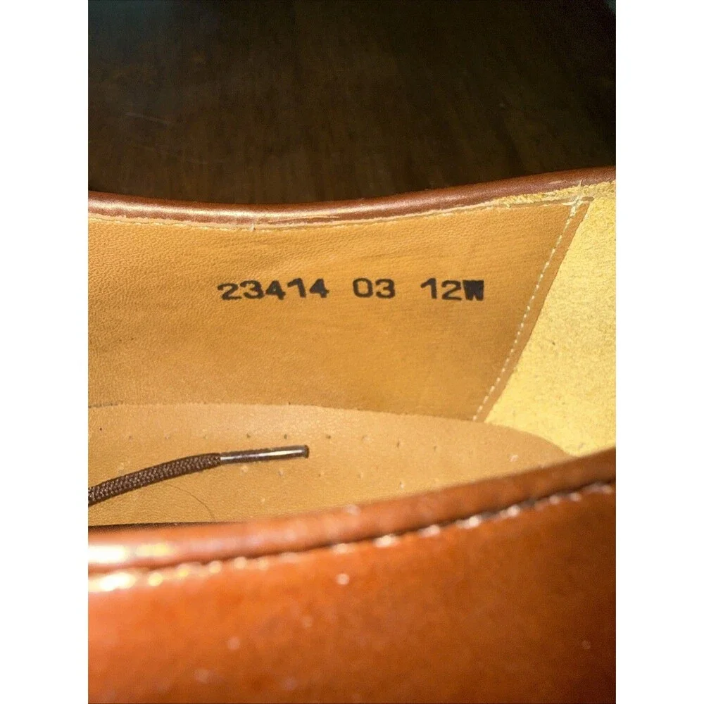 Stacy Adams Cap Toe Oxford Brown Leather Dress Shoes Men's 12W Wide Brazil NWOB